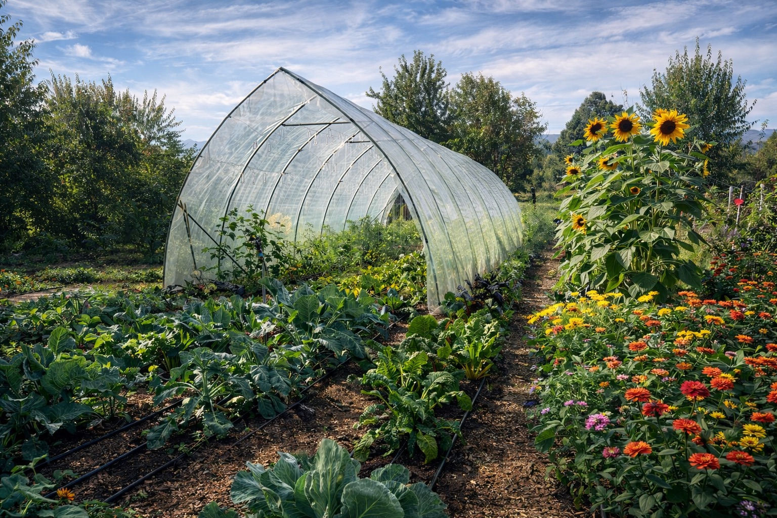 Vista de invernadero y espacio productivo 1